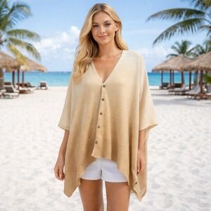 NEW Cruise Club Beige Ombre Cardigan Shawl Old Money Resort Travel Vacation‎ OS